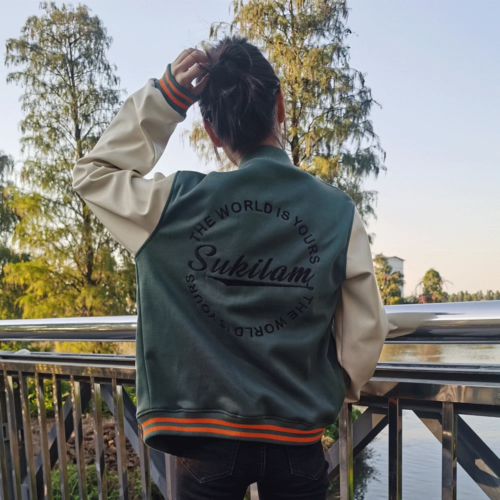 Letter Embroidery Varsity Sport Baseball Jackets Women Wind Breaker Jacket Custom Coats Mens Unbranded Jackets Outerwear