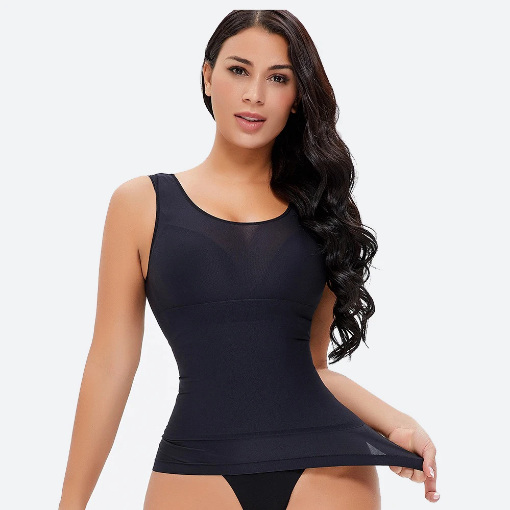 Casual U Neck Shape Sleeveless Vest Tight Waist Trainer Compression Vest