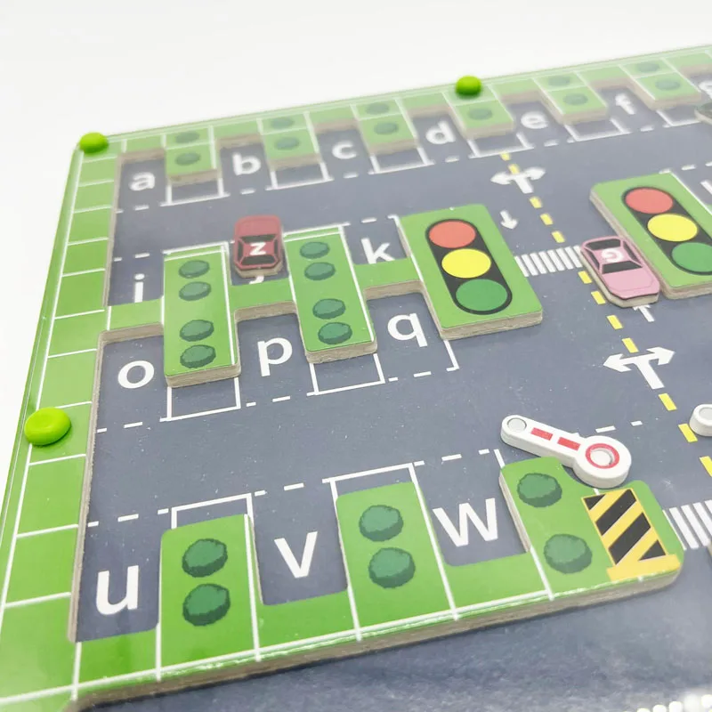 Montessori Fine Motor Skills Car Parking Alphabets Matching Game Educational Toy  Kids Activities Puzzle Wooden Game Board