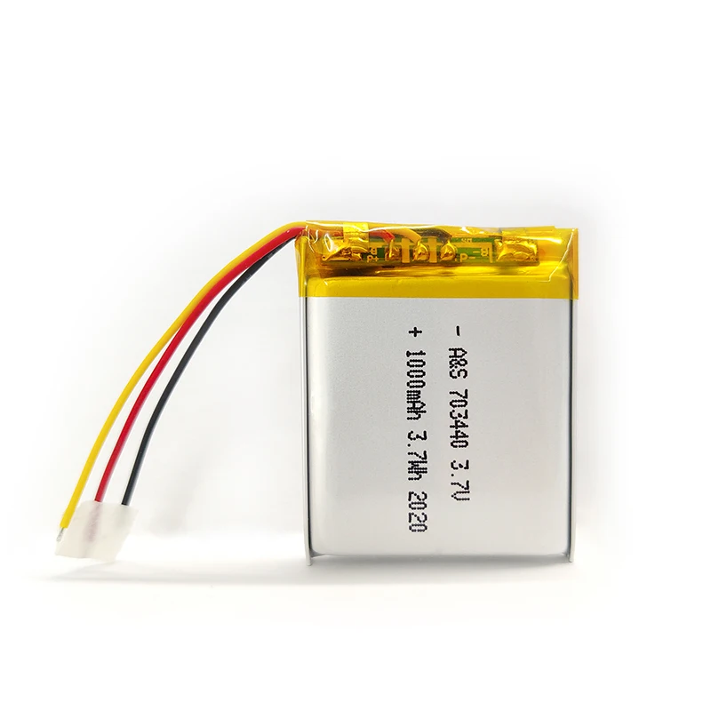High Quality Rechargeable AS703440 3.7V 1000mAh Lipo Lithium Polymer Battery with NTC
