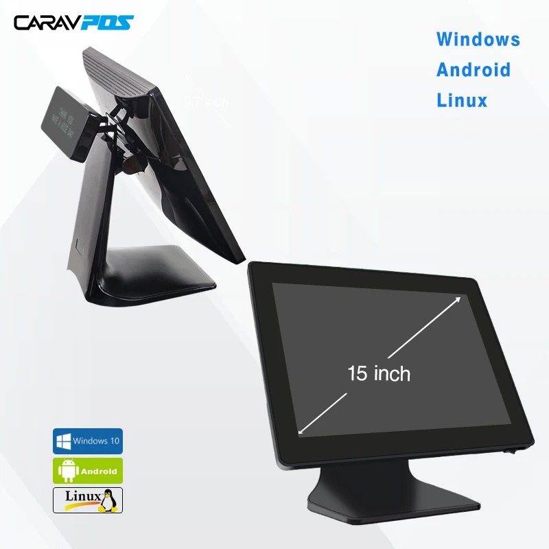 15 дюймов двойной экран POS все в одной точке продажи кассовый аппарат Windows сенсорный терминал системы