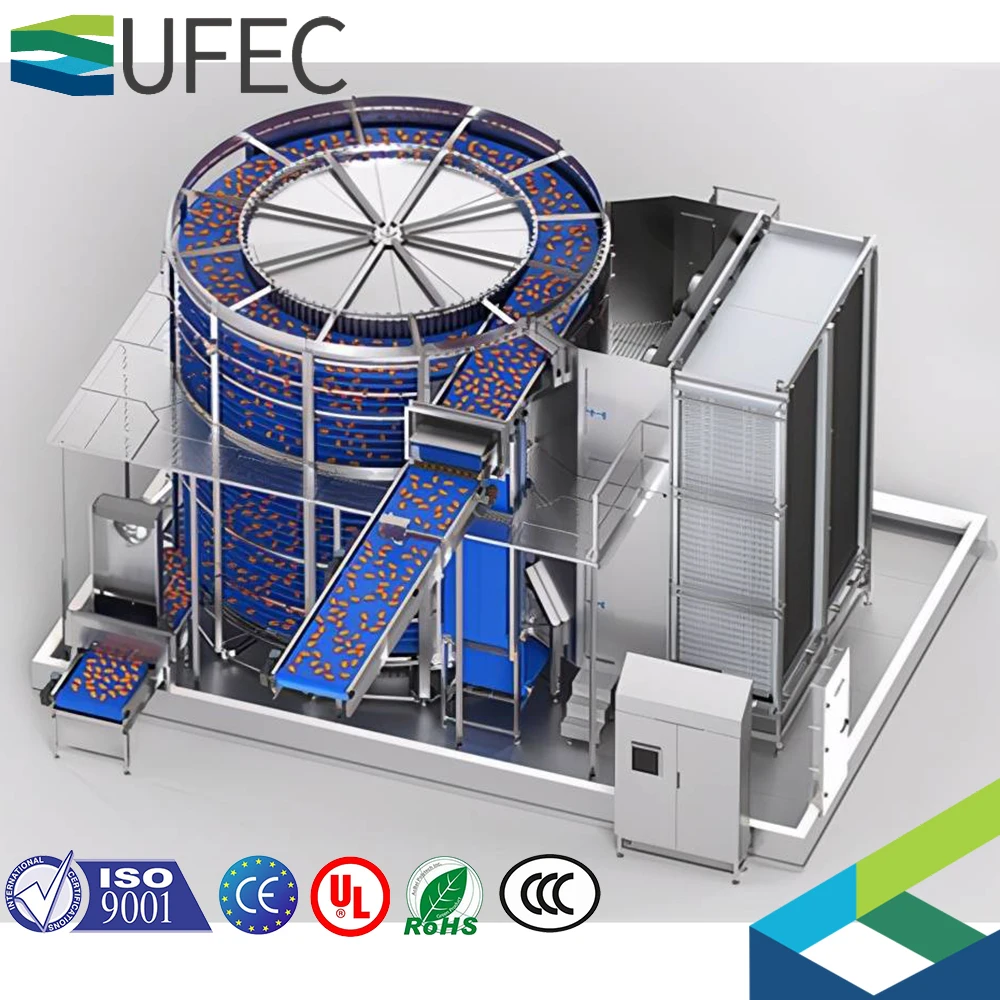1500kg/h iqf spiral freezer fast freezing  stainless steel belt tunnel freezer equipment for seafood freezing