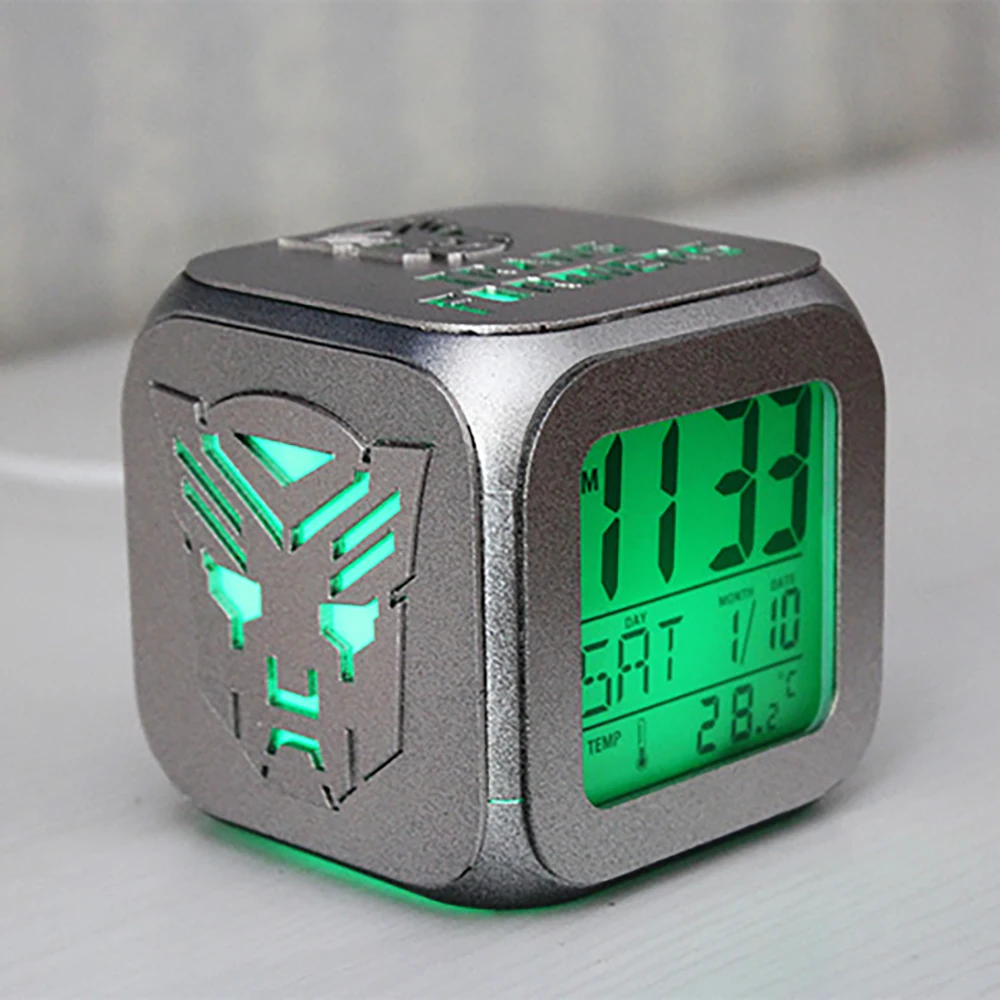 Minimalist Design Alarm Clock 3D Stereo Game of Transformers LED Nightmute Creative Electronic Clock with Touch Control Bedroom