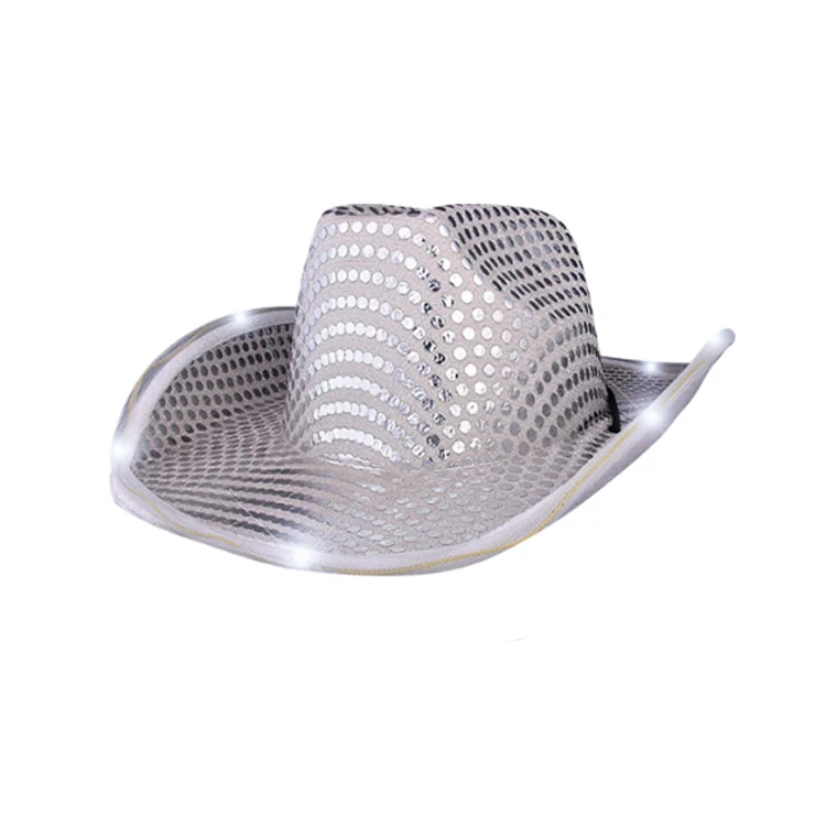Wholesale Plastic Flashing Glowing Cowboy Cap Neon Decor Cowboy Led Light Up Festival Hats  Party Hats For Adult