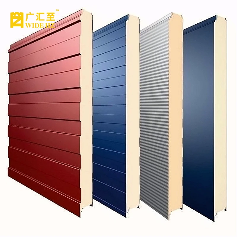 Low cost roofing materials prefabricated sound heat insulated metal rock wool sandwich panel