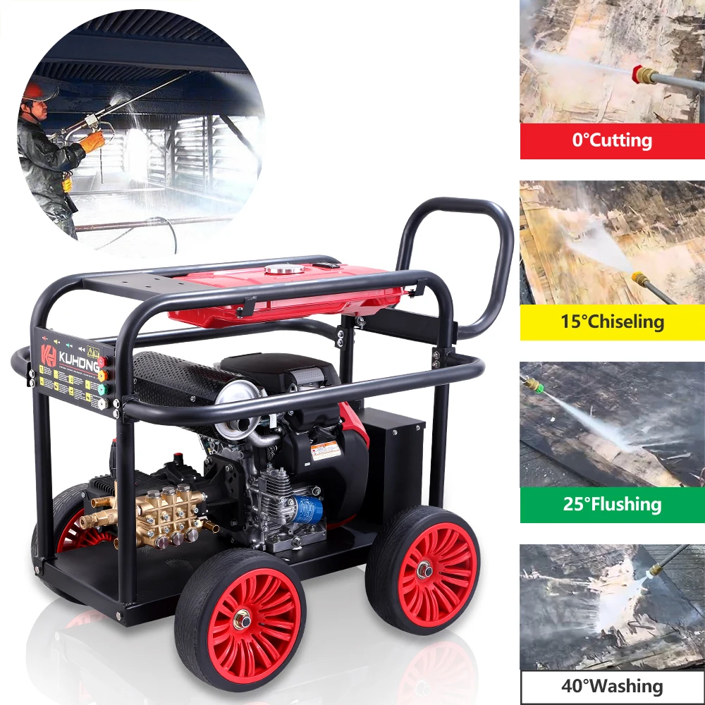 Kuhong 350Bar 5000psi 21LPM 27HP Industrial Cleaning Brush High Pressure Washer