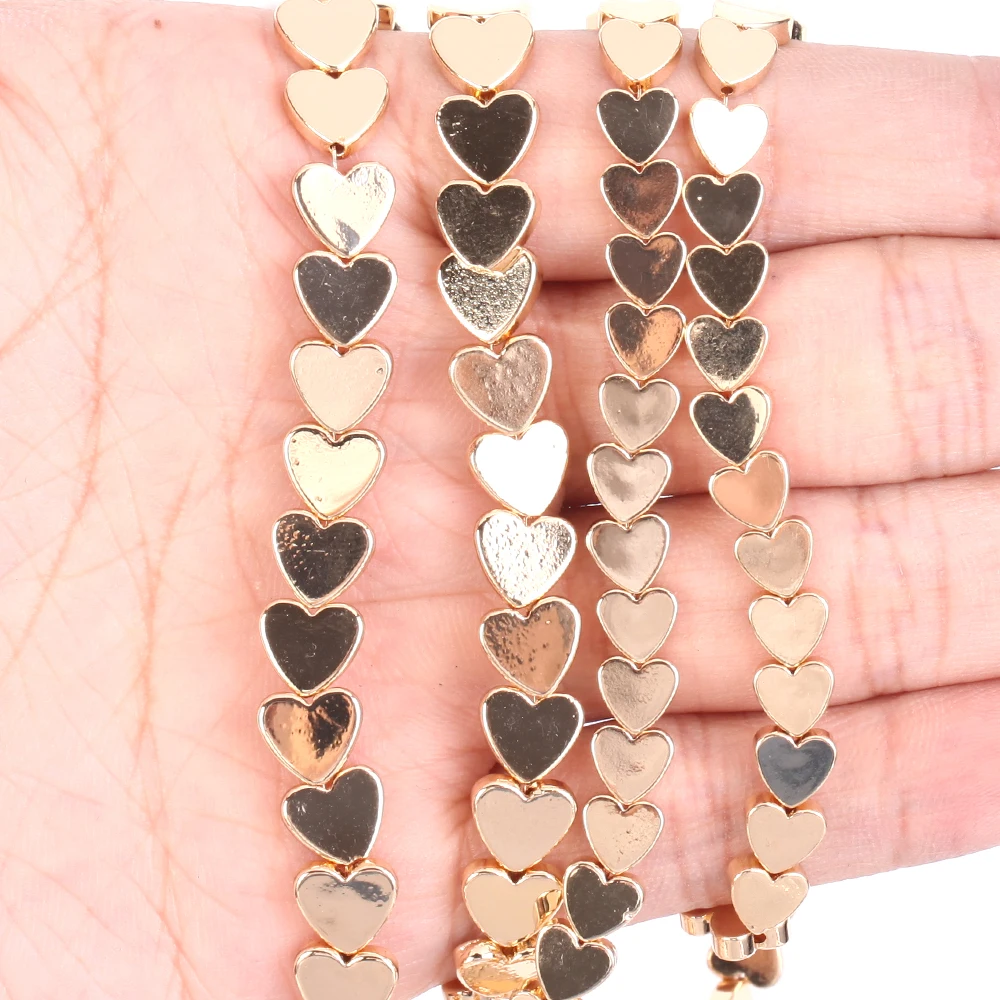 6/8mm Natural Stone Beads Rose KC Golds Love Heart Shape Hematite Loose Spacer Beads for Jewelry Making DIY Bracelet Accessories