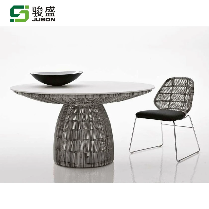 
Wholesale patio rattan wicker dining table furniture with marble top garden dining set outdoor 