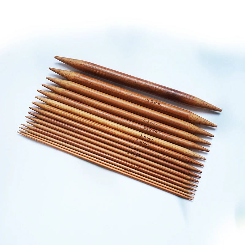 
short Knitting needle 11 sizes knitting kit double tips carbonized or natual color bamboo sewing tools knitting accessories 