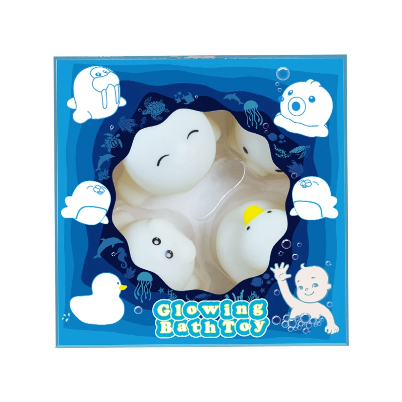2022 Toy Cute Animals Swimming Water Toys Colorful Soft Silicone Float touch pet change light Bathing For baby bath toys lights