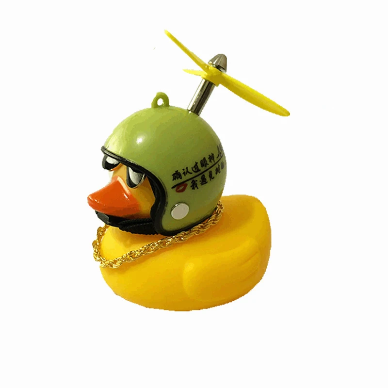 Car Rubber Duck Toy With Helmet Broken Wind Pendant Small Yellow Duck Car Dashboard Ornaments Cool Glasses Duck