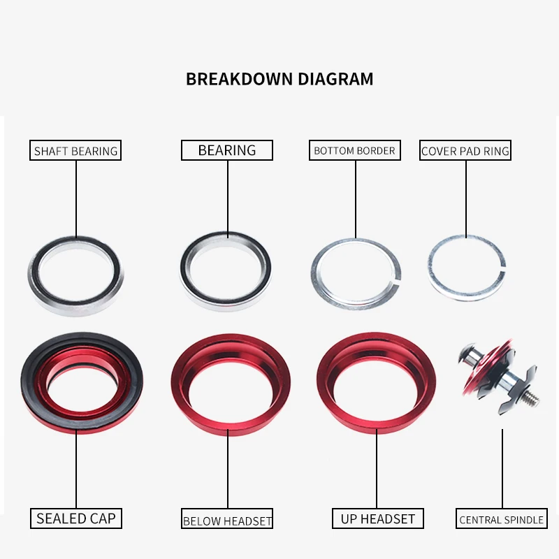 Eiosix 44mm aluminum alloy mtb headset road bike headset double containment vessel cnc sealed bearing bicycle headset