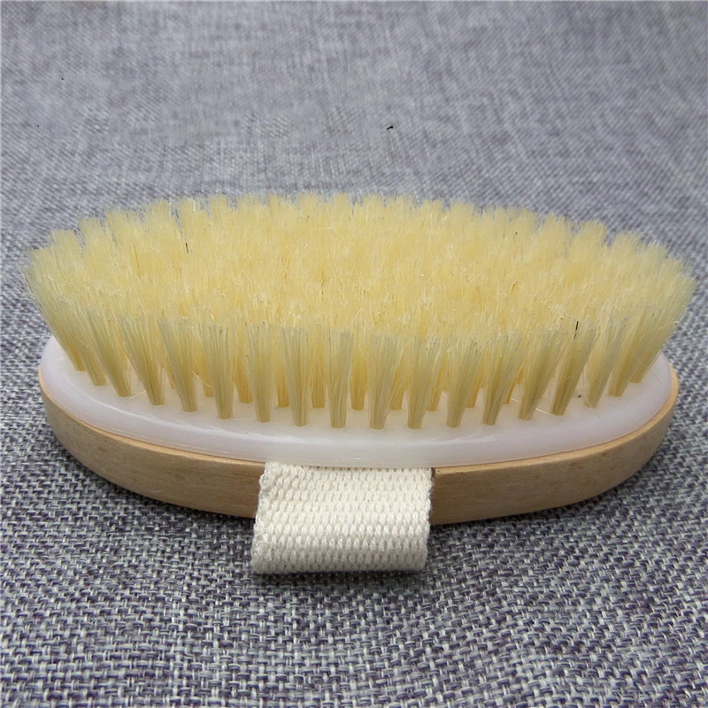 Bath Brush Dry Skin Soft Natural Wood shower Bristle SPA Body Brush Body Sponge and Scrubbers with cotton bag