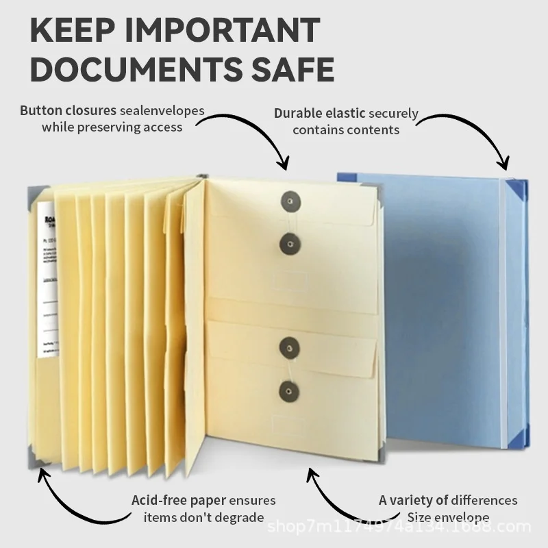 Paper Document Bag In Case I Go Missing Binder with Manila Flap Pocket Accordion Folder A4 Important Document Binder