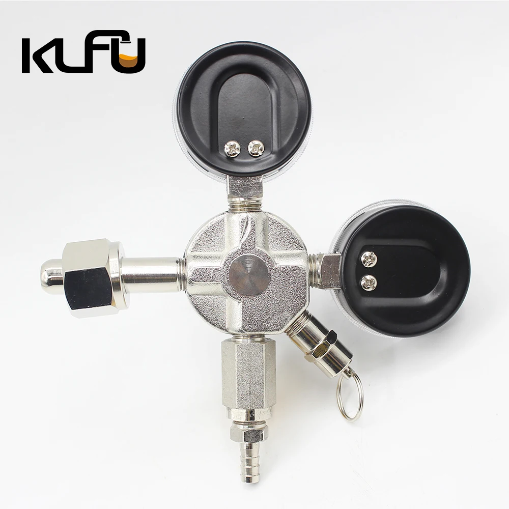 
CO2 Dual Gauge Pressure Regulator with3/8' Barbed Shutt off Valve Homebrew CO2 Beer Regulator, 0~3500psi, 0~60psi 
