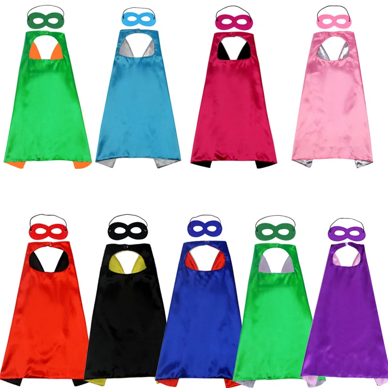 Superhero Capes Satin Double Layer Adult Kids Super Hero Cape Movie Anime Costume Cosplay Cloak with Mask for Kids