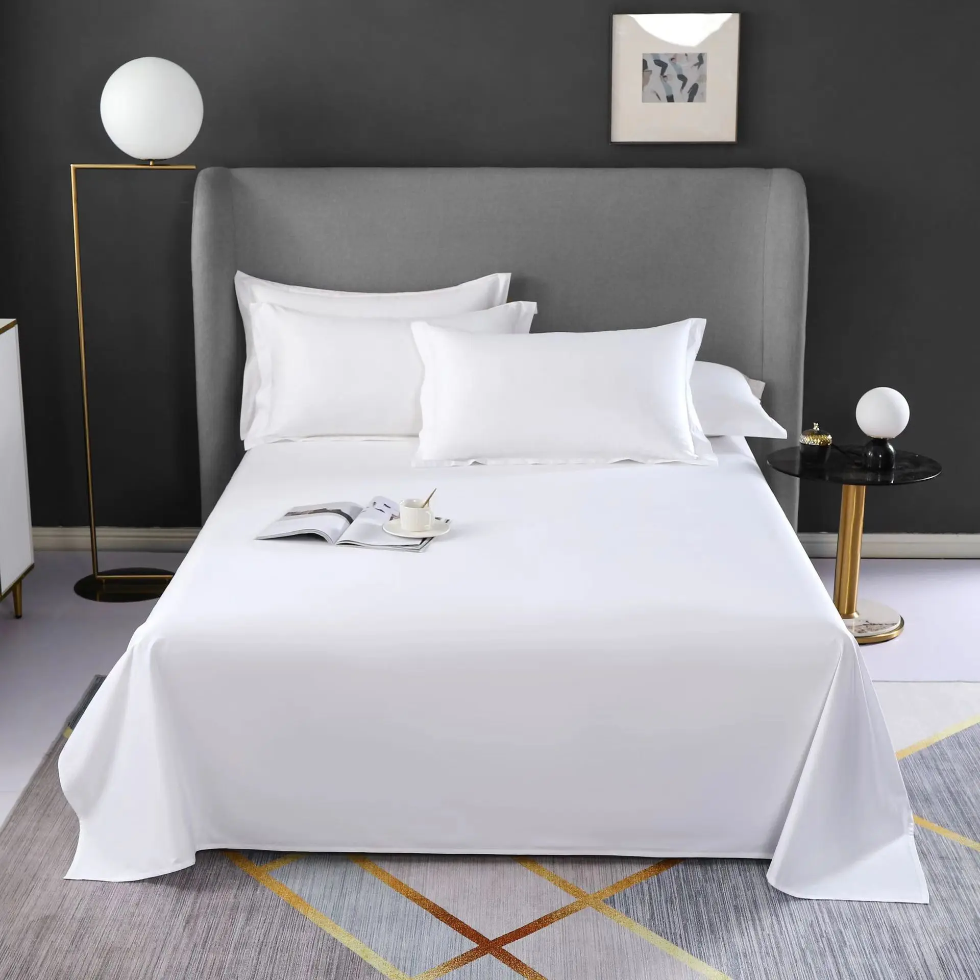 200-500TC Cotton cheap hotel bed sheet bedding set hotel bed linen