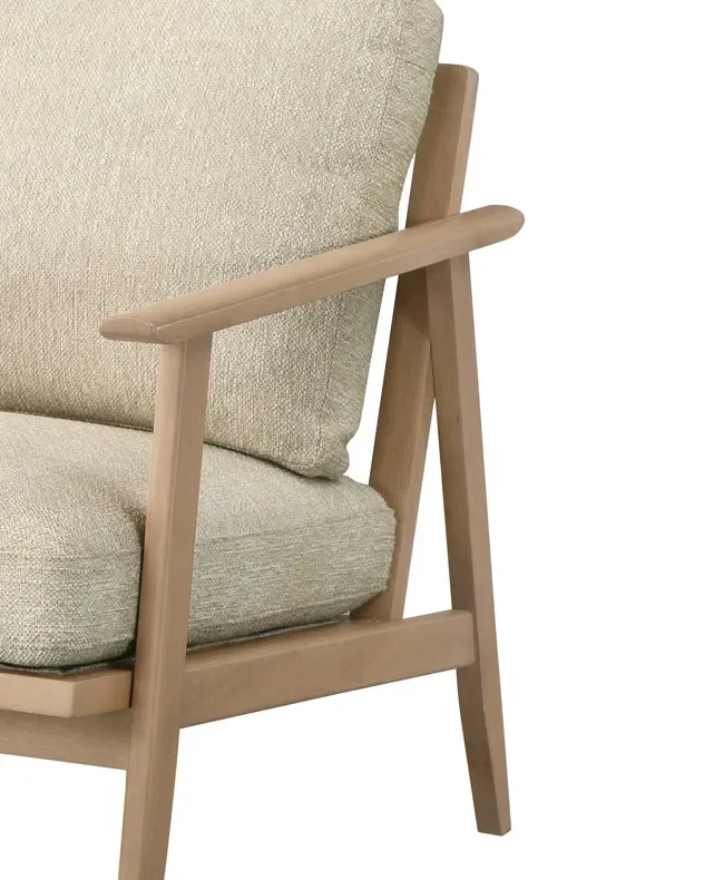 Modern Furniture Simple Style Linen Fabric Upholstery Wooden Single Seat Accent Concave Arm Chair