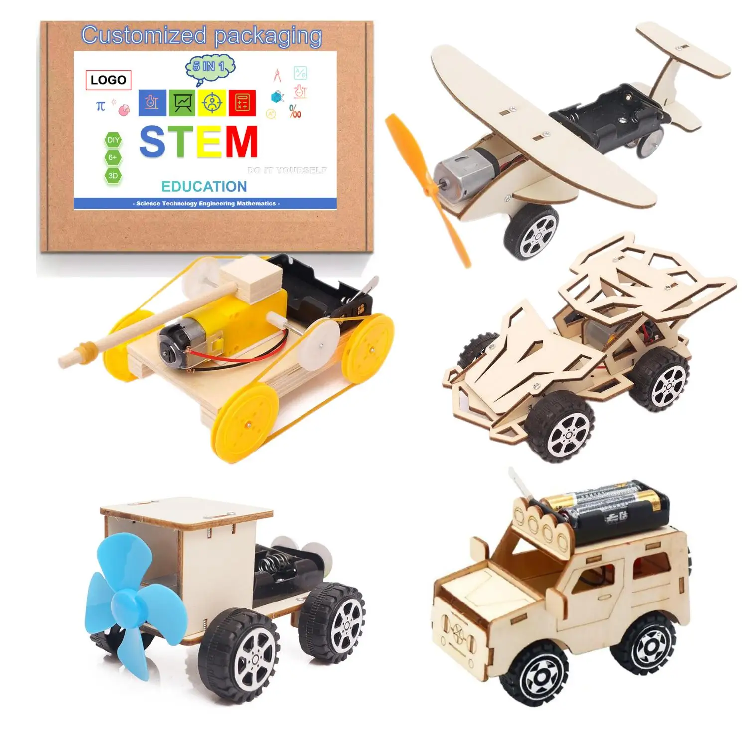 MI 3D Puzzle 5 In 1 stem Education Kit STEM Kits Engineering Solar Wind Electronic Toys Cars Aircraft Plane Tank Helicopter