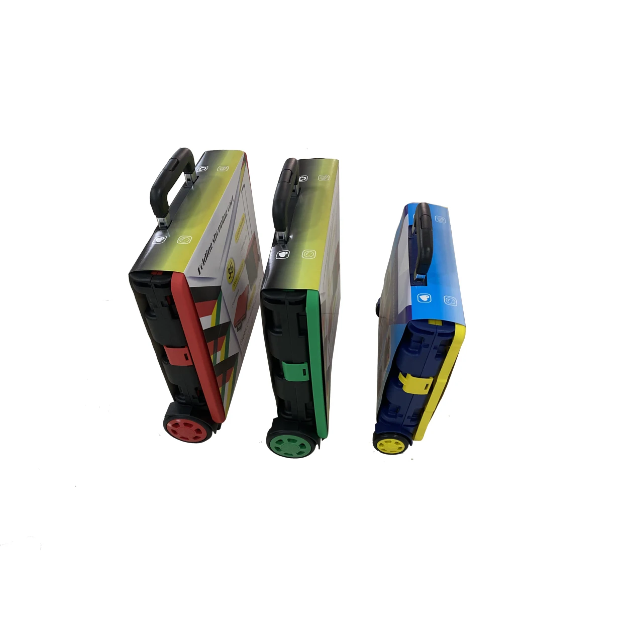 Wholesale OEM LOGO Foldable Shopping Trolley Box Portable Plastic Folding Grocery Cart with Lid Folding Handy Cart