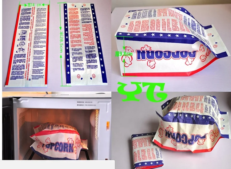 Customized printing logo microwave popcorn waterproof Bag KIT 12 greaseproof  paper bag for food packaging