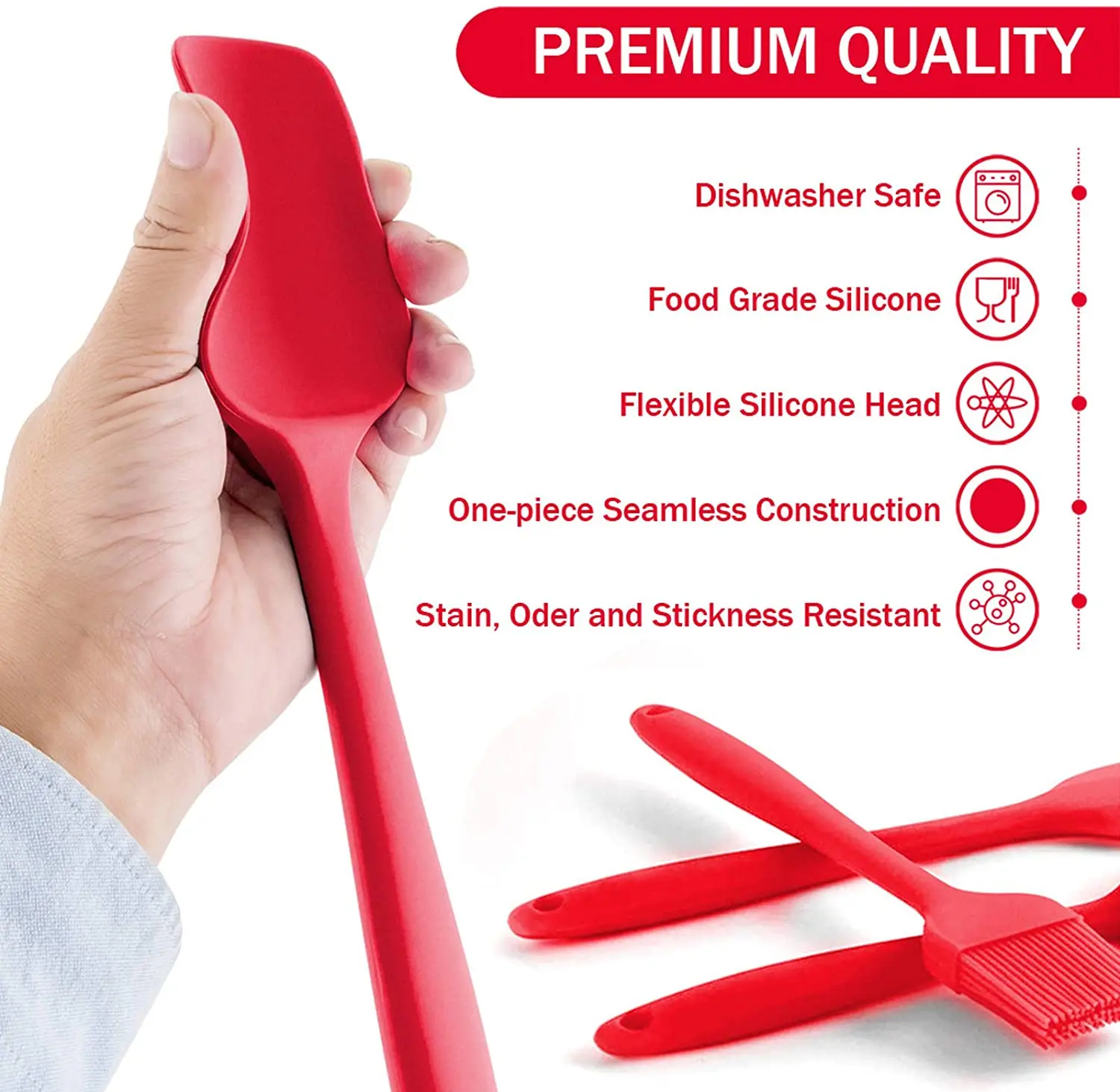 Source Factory Silicone Kitchen Utensils Baking Spatula Brush and Whisk Set Baking Supplies