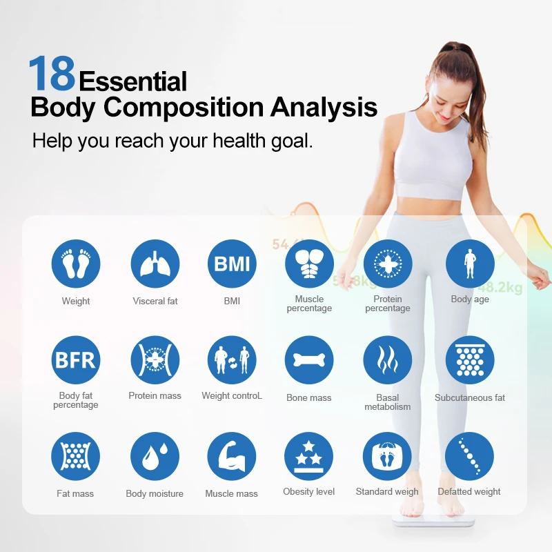 Human Digital Bathroom Personal Weight Balance 180kg Electronic Smart Digital Weighing Body Fat Scale