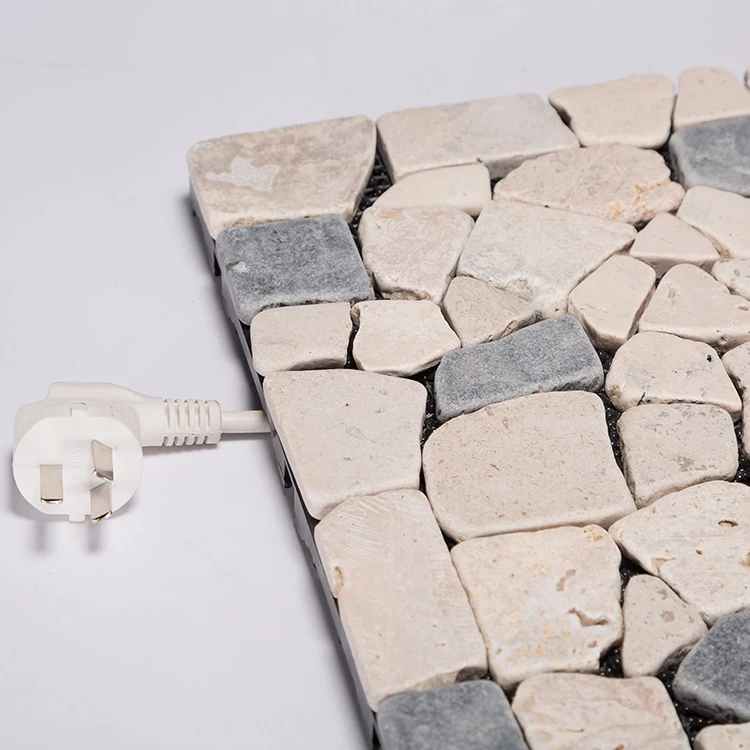 Outdoor travertine slab mosaic garden tile ,  DIY interlocking flooring natural stone decking