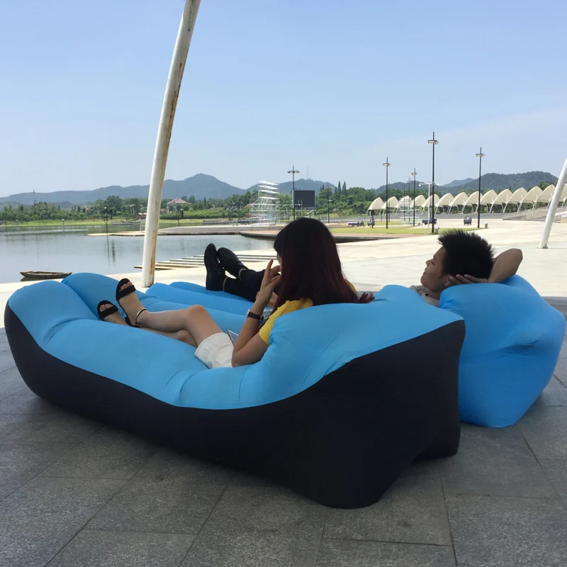 
Hot sale loafer pillow inflatable sofa outdoor beach portable air sofa bed patchwork loafer sleeping bag bed 