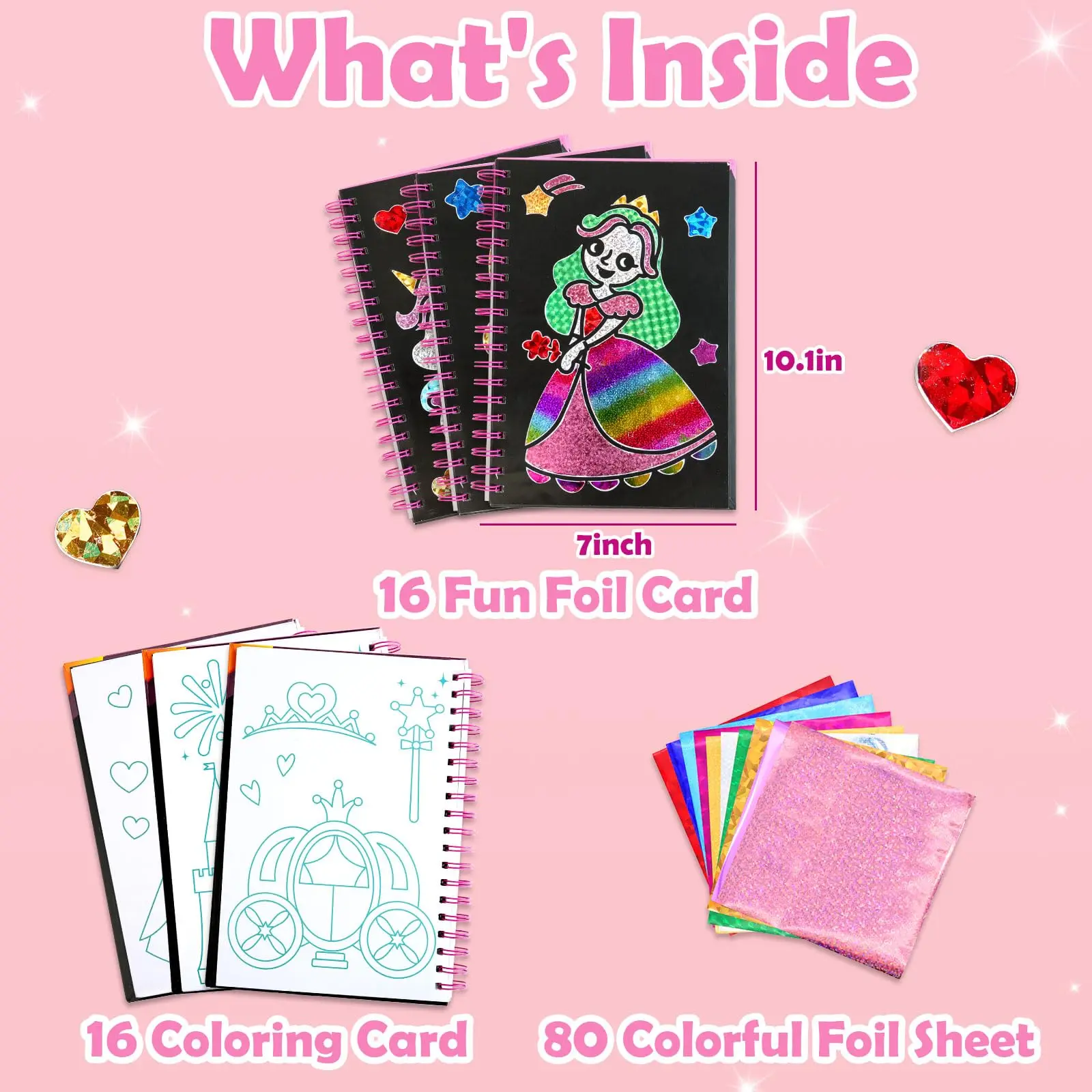 Art Craft Activity for Kids: Fun Foil Princess & Unicorn DIY Toy Kit No Mess Creative Idea Birthday Christmas Gift