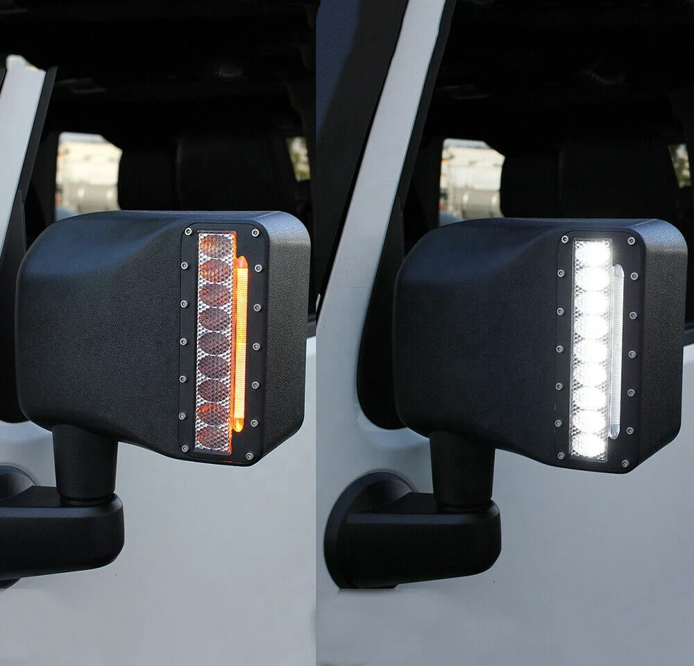 Светодиодные боковые зеркала заднего вида указатели поворота для 07-18 Jeep Wrangler JK