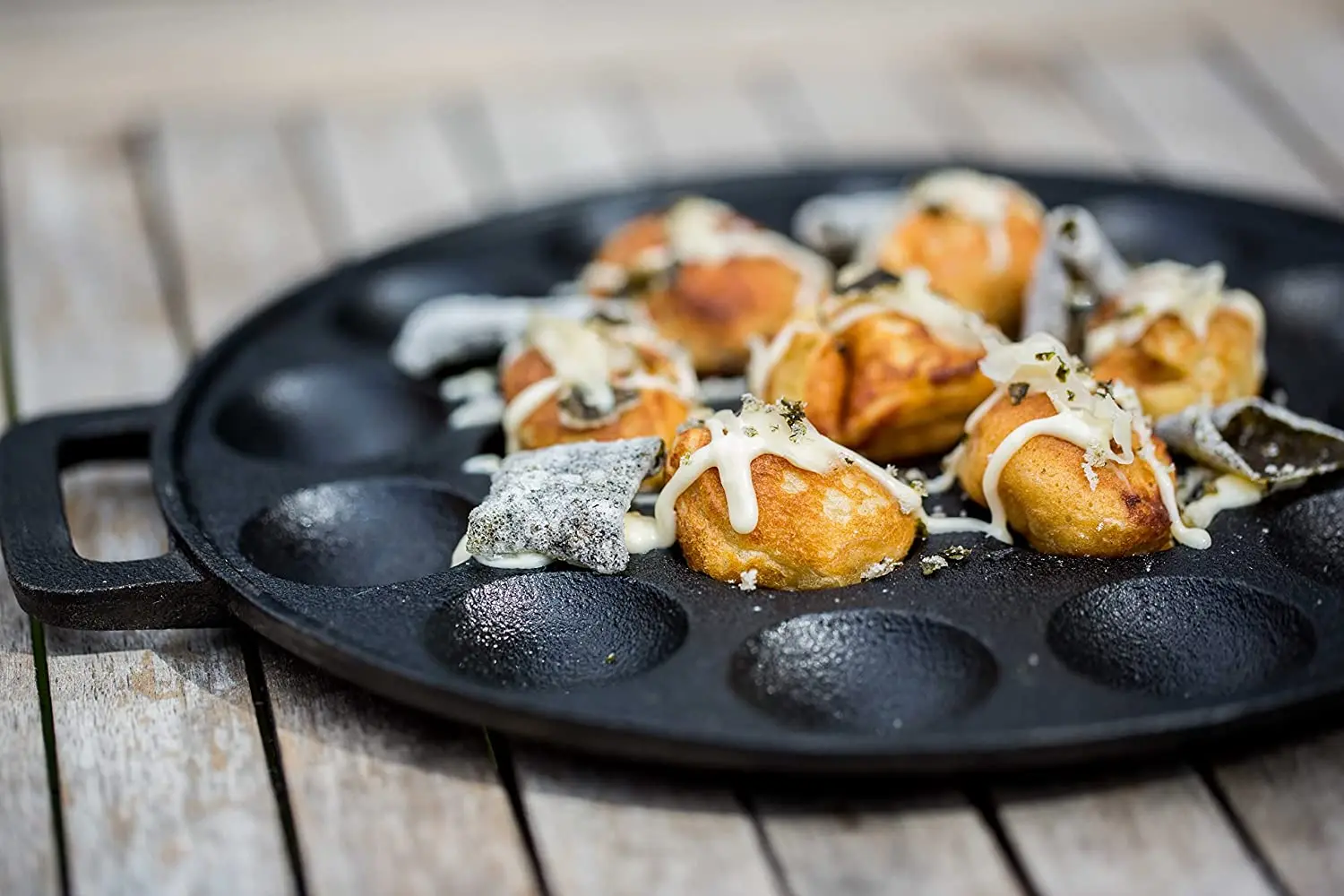 Custom Laser Logo Pancake Grill Pan 19 Holes Heavy Duty Non-Stick Cast Iron Poffertjes Pan