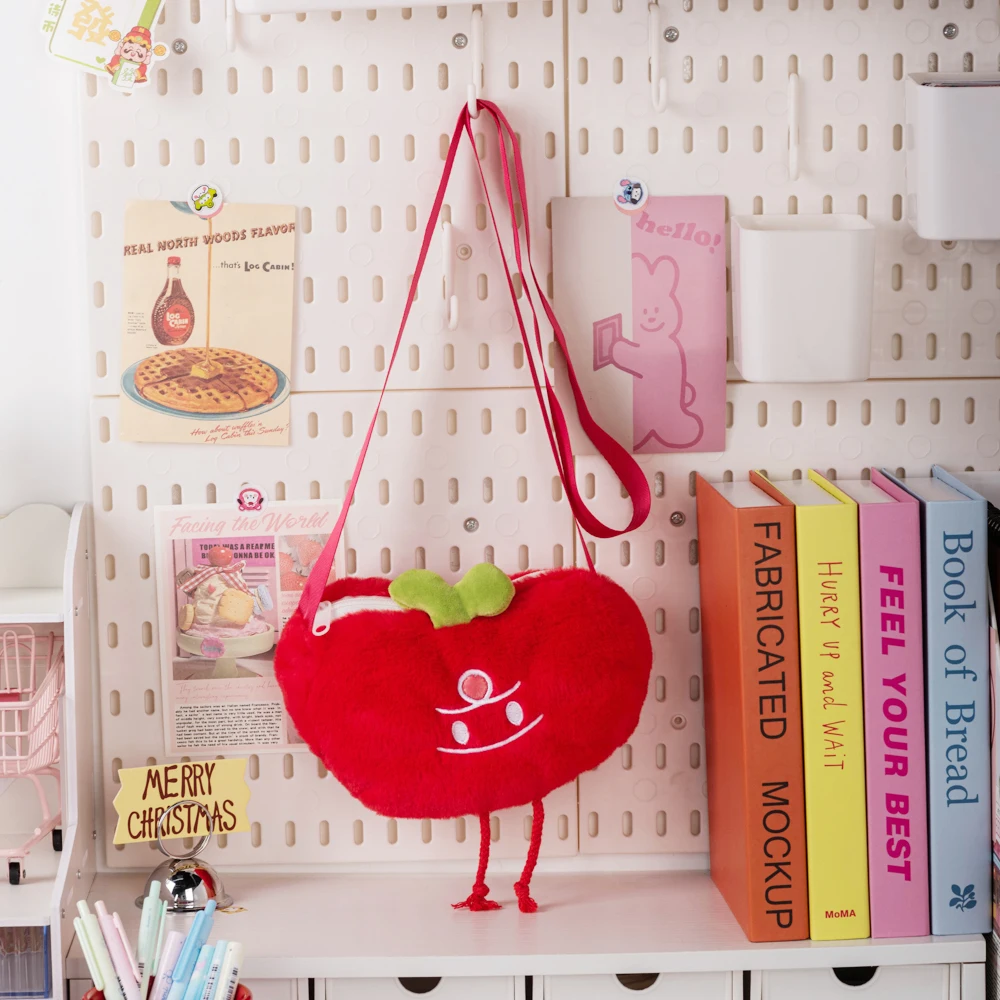 New arrival Tomato Crossbody Bag 100% polyester fibre material PP cotton stuffed plush bag