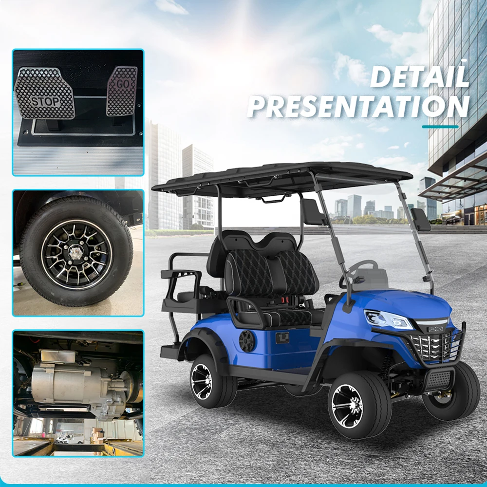 Manufacturer Custom Design CE Approved Model 4 Seats Electric Golf Cart Customized Off Road Electric Golf Hunting Car
