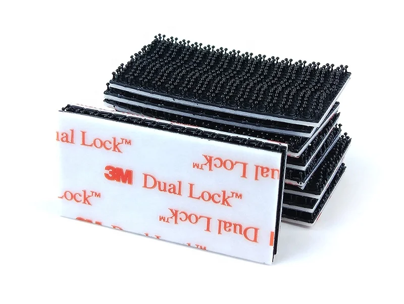 mushroom shaped stems black fastener dual lock 3m sj3550, backed with white acrylic adhesive