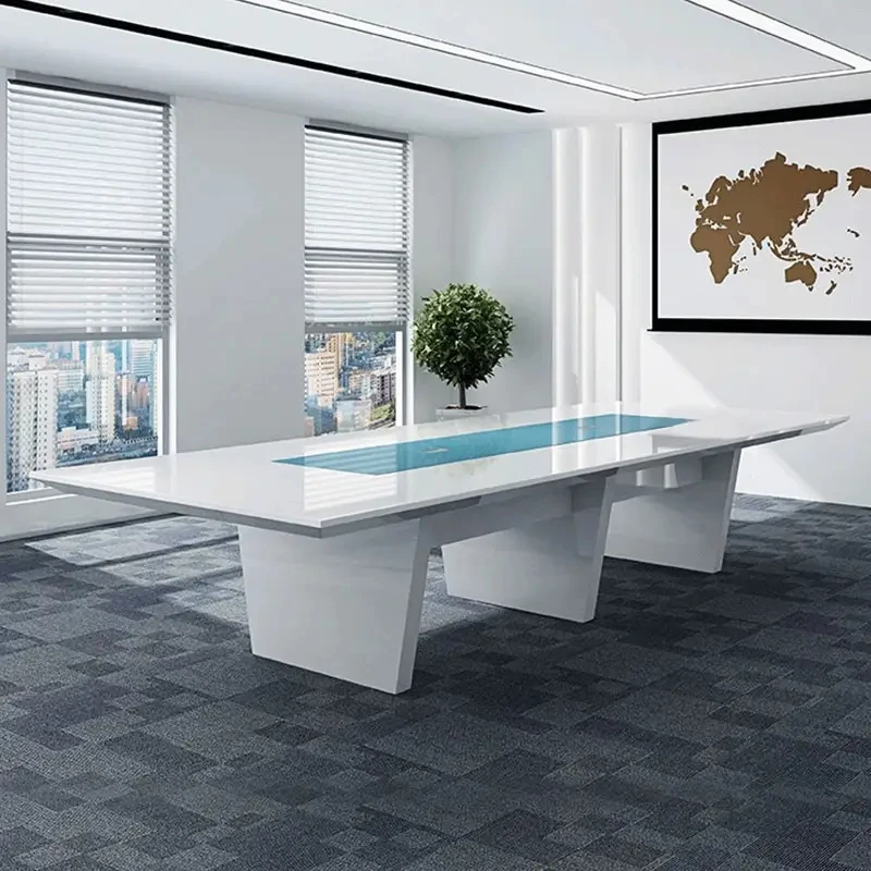 12 People conference table high quality modern baking paint wood board square desktop office meeting table boardroom desk chairs