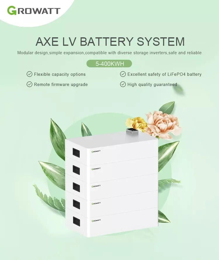 Growatt Lithium Solar Battery AXE 5.0L Modular Battery 5kWh to 400kWh 15 years warranty High voltage