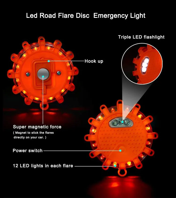 China Supplies Led Emergency Traffic Warning Light Led Road Flares Safety Light With Magnet