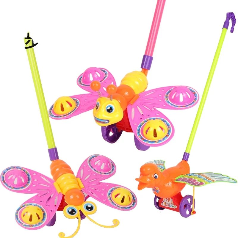 hot sale cheap Cartoon hand push Butterfly toy for kid push bee baby educational