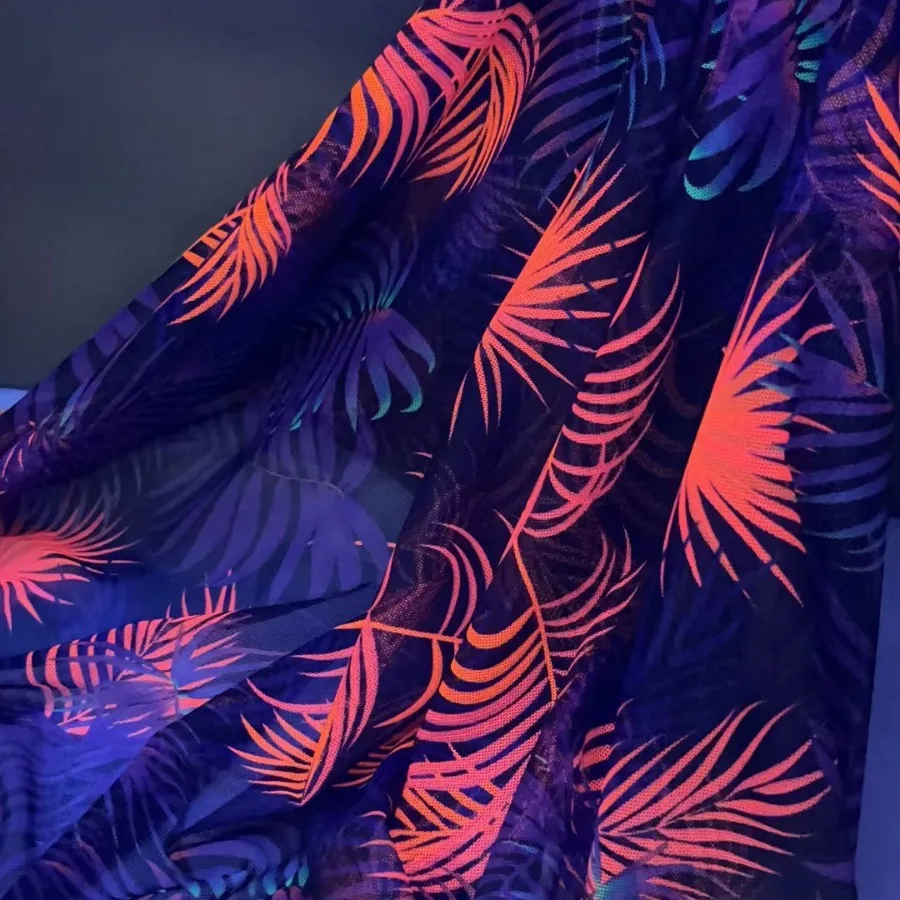 High visibility fluorescent digital printed sheer fashion sarong beach wrap fabric