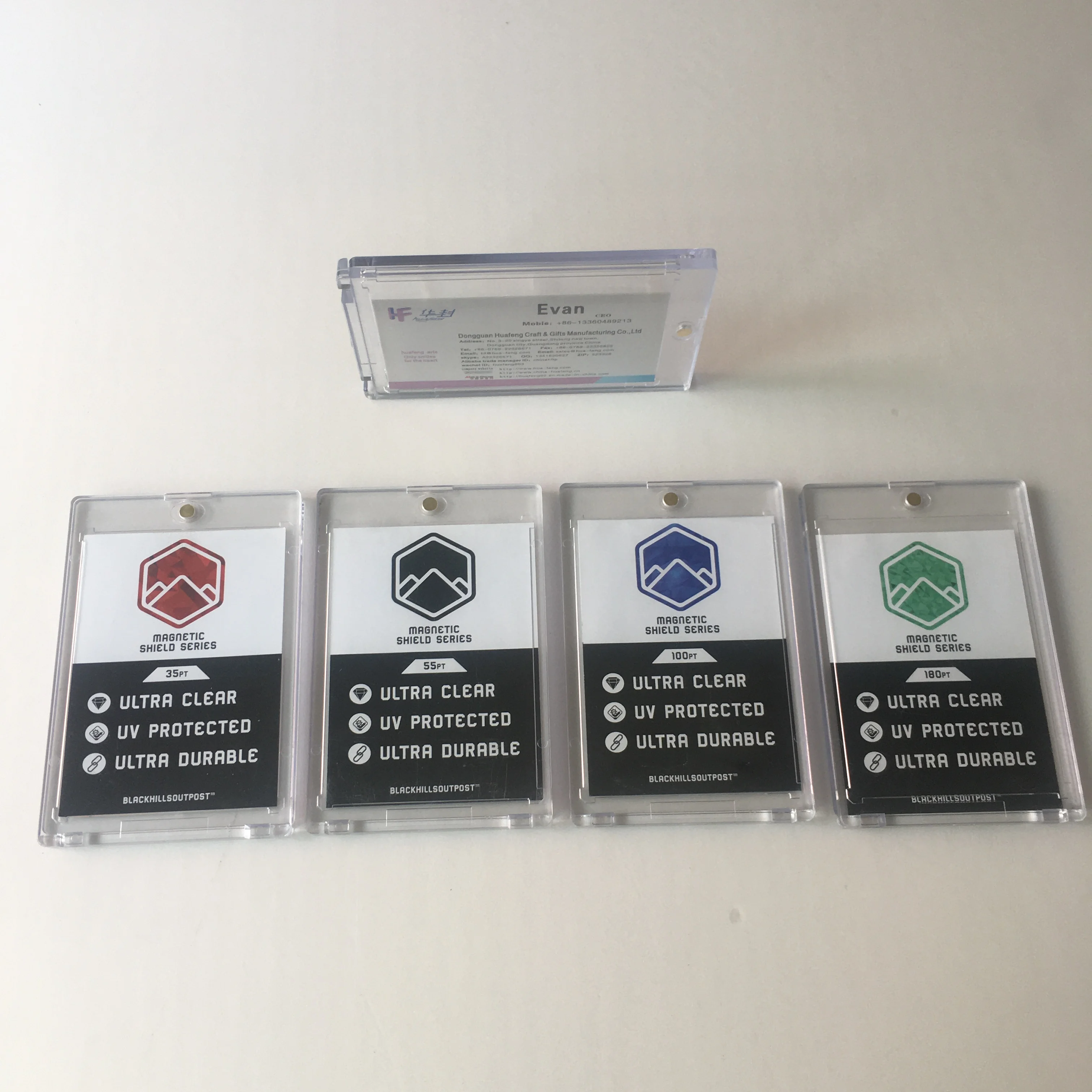 Durable 35Pt Uv Protection One Touch Magnetic Transparent Id Name Trading Business Card Case Holder