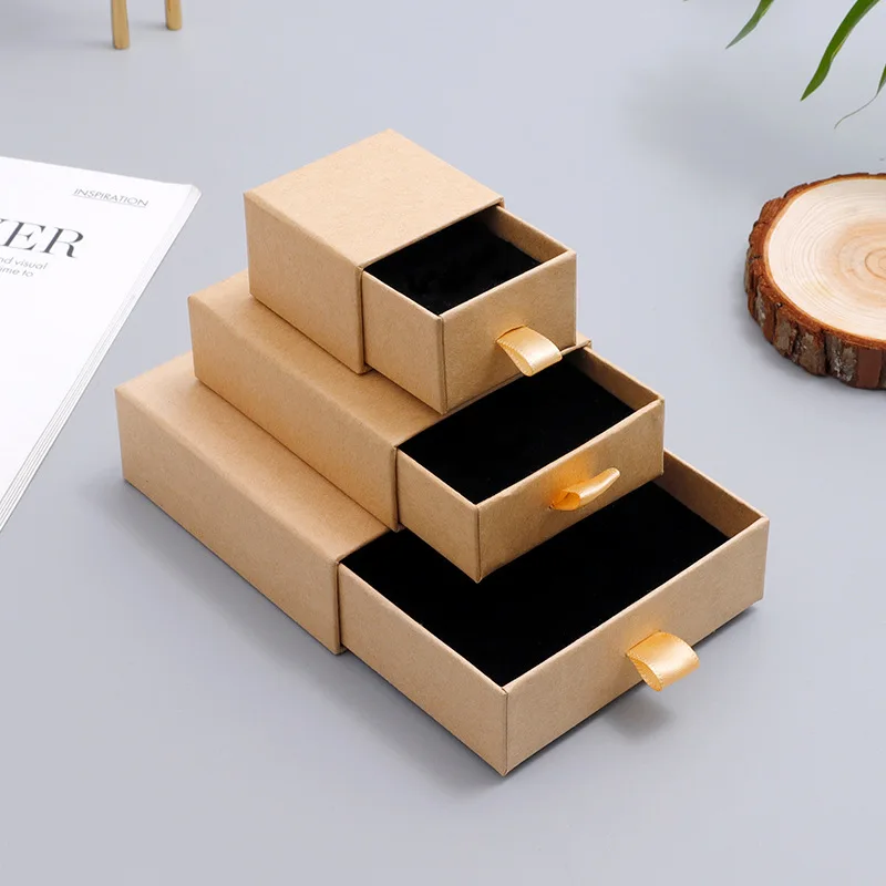 Supplier Luxury Gift Black Style Custom Small Kraft Paper Cardboard Slide Storage Carton Packaging Drawer Box