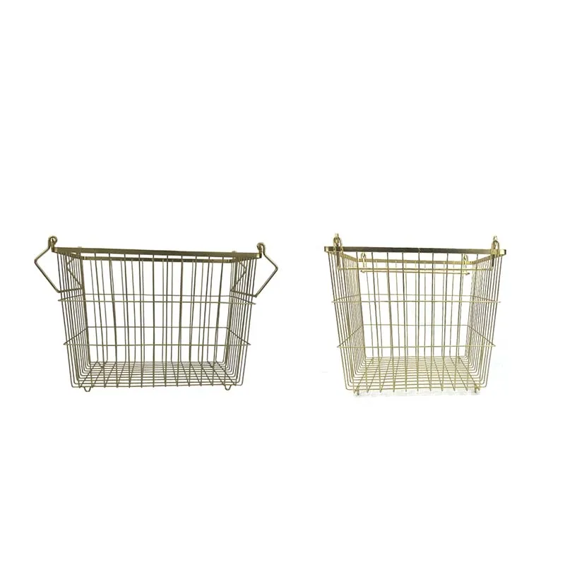 Modern Decoration Nordic Rectangular Iron Laundry Basket Metal Wire Hamper Utility Storage Bin Gold Wire Baskets For Storage