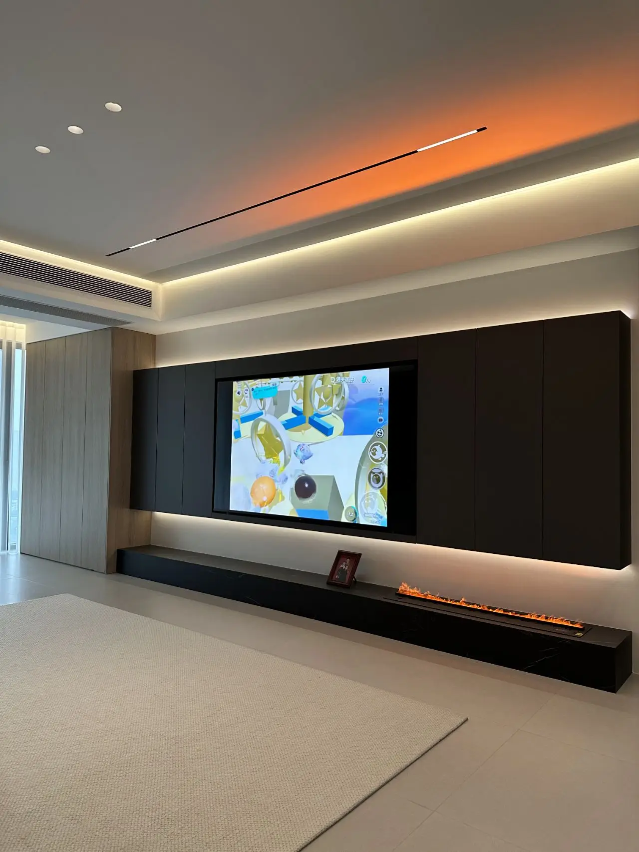 Aluminium Double Sliding Glass Barn Made White L Shaped Teak Wooded Classic Simple MDF Latest Cabinet Living Room Living Room