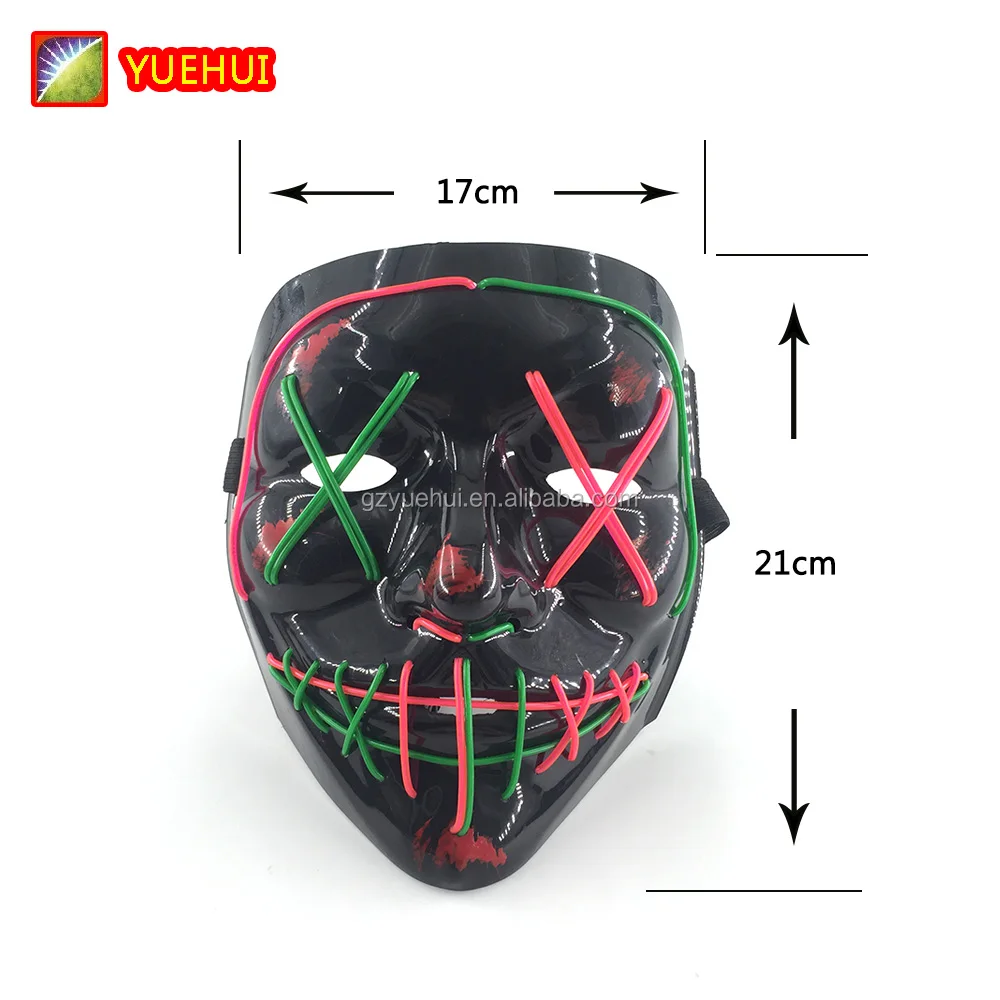 Hot Sale Led Luminous Mask Flashing Horrific EL Skull-Shaped Mask for Festival Parties Neon Nightlife Purge Election Year Mask