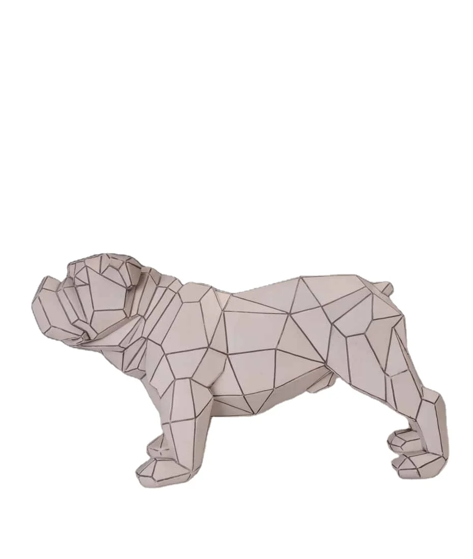 Factory wholesale Resin home decoration geometric resin animal bulldog figurines mould resin craft