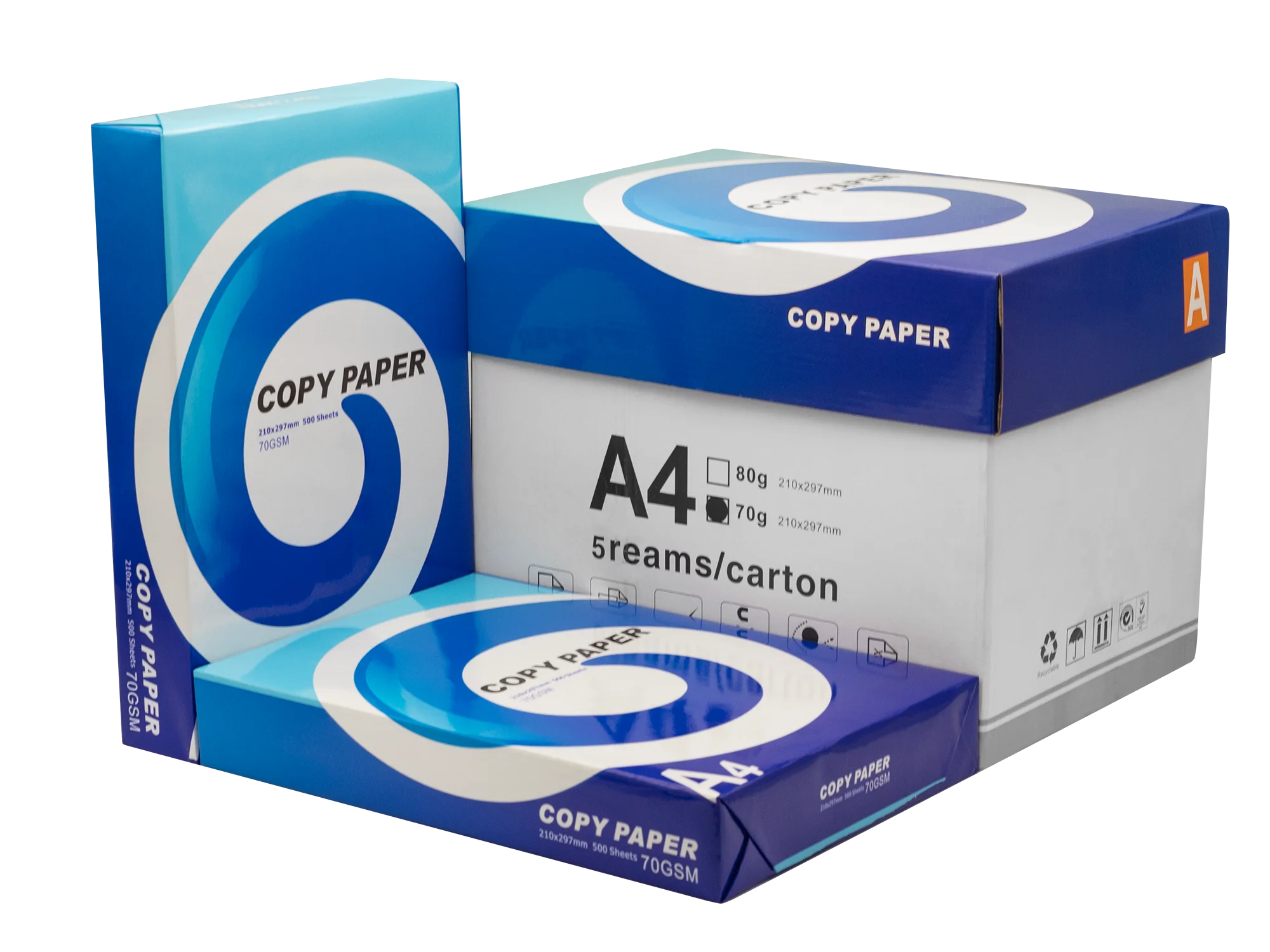 
Leading CHINA OEM Factory A4 Copy Paper 70GSM 80GSM Copier Copypaper 500 Sheets/Ream - 5 Reams/Box A4 Copy Paper 