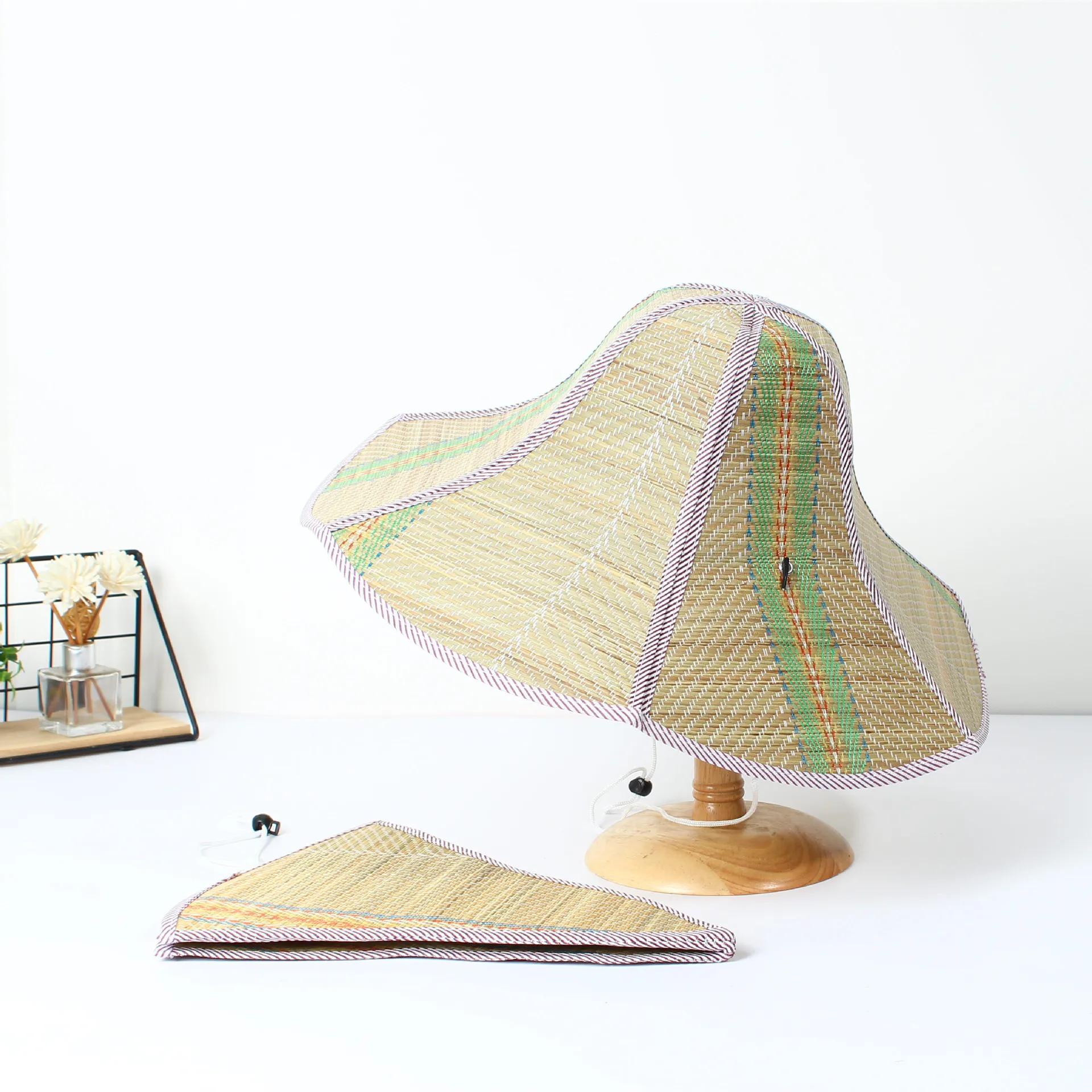 Summer Fishing Straw Hat Foldable Straw Sun Cap Visor Hat Fishing Fold Visor Fishing Farmer 6 Panel Straw hats