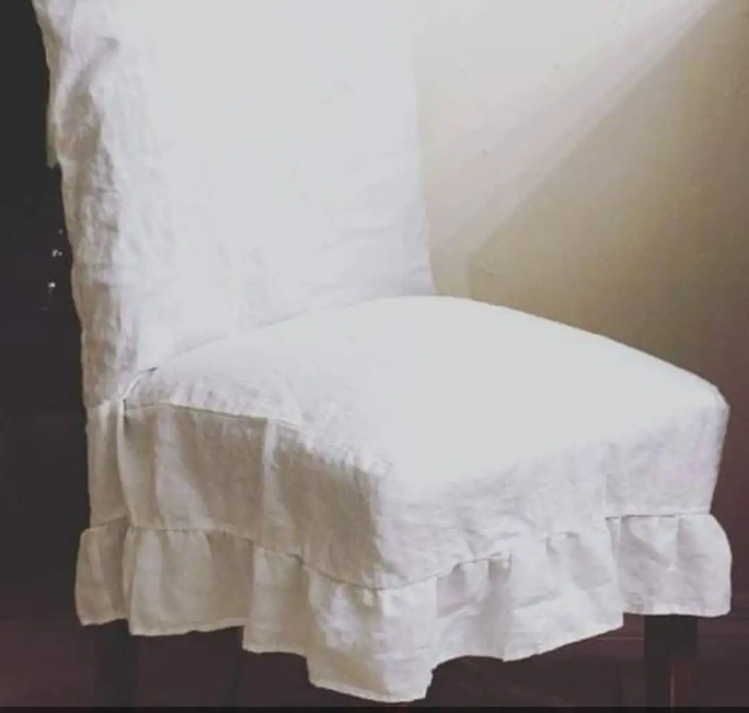 Solid  Dining Room Upholstered Cushion Solid Chair Cover Removable Slipcovers with Washable Furniture Protector