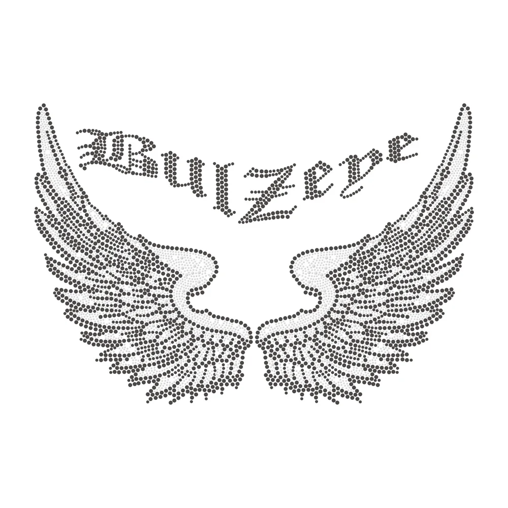 Factory Price Wings Rhinestone HotFix Transfer Motifs Design For tshirt Bling Hot Fix Rhinestone Transfer Custom Designs